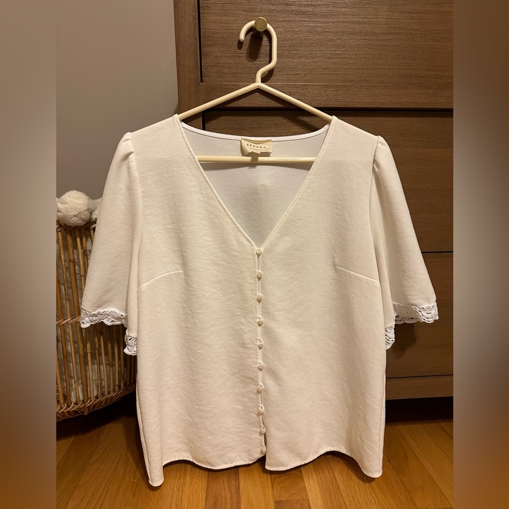 SÉZANE Thalia Blouse / Écru / Size 38 (FR)